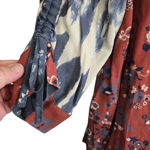 John Mark Mixed Print Embroidered Boho Blouse Top XL Floral Tie Dye - Picture 3 of 7